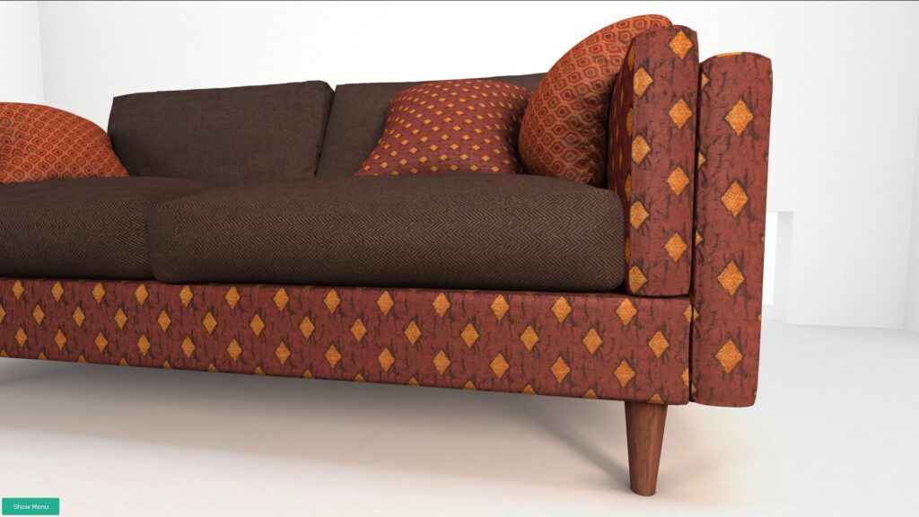 interaktywny konfigurator 3d meble sofa tkaniny czerwona
