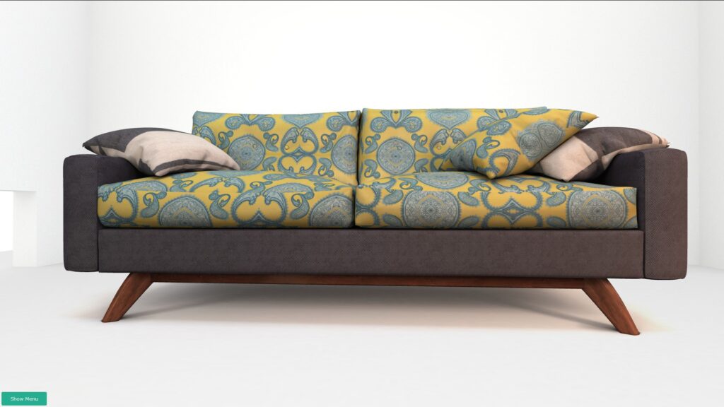 interaktywny konfigurator 3d meble sofa personalizacja tkanin mieszane kolory