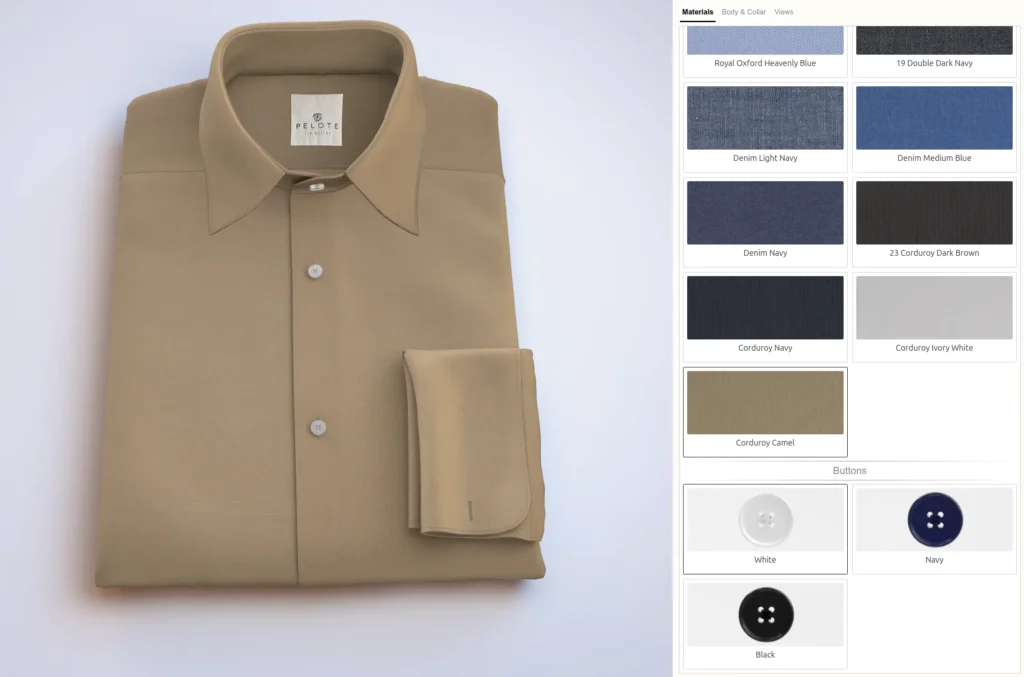 interaktywny konfigurator 3d moda męska personalizacja produktów koszula braz