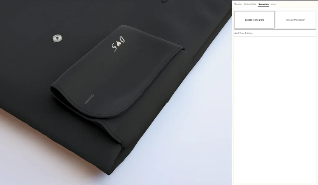 interaktywny konfigurator 3d moda męska personalizacja produktów koszula czarna